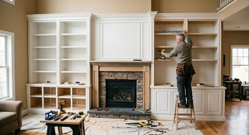 Fireplace Cabinet Installation in Durham, NC